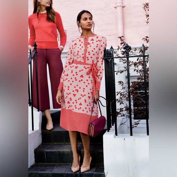 Boden Dresses & Skirts - Boden Eva Milkshake Blossom Pink/Red Midi Tea Dress Sz 8